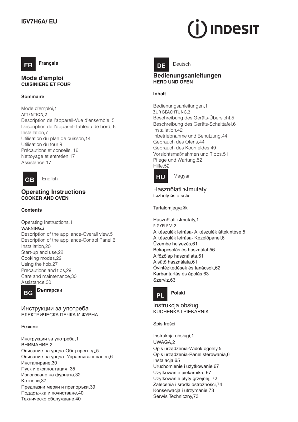 Indesit I5V7H6A(X)-EU User Manual | 76 pages