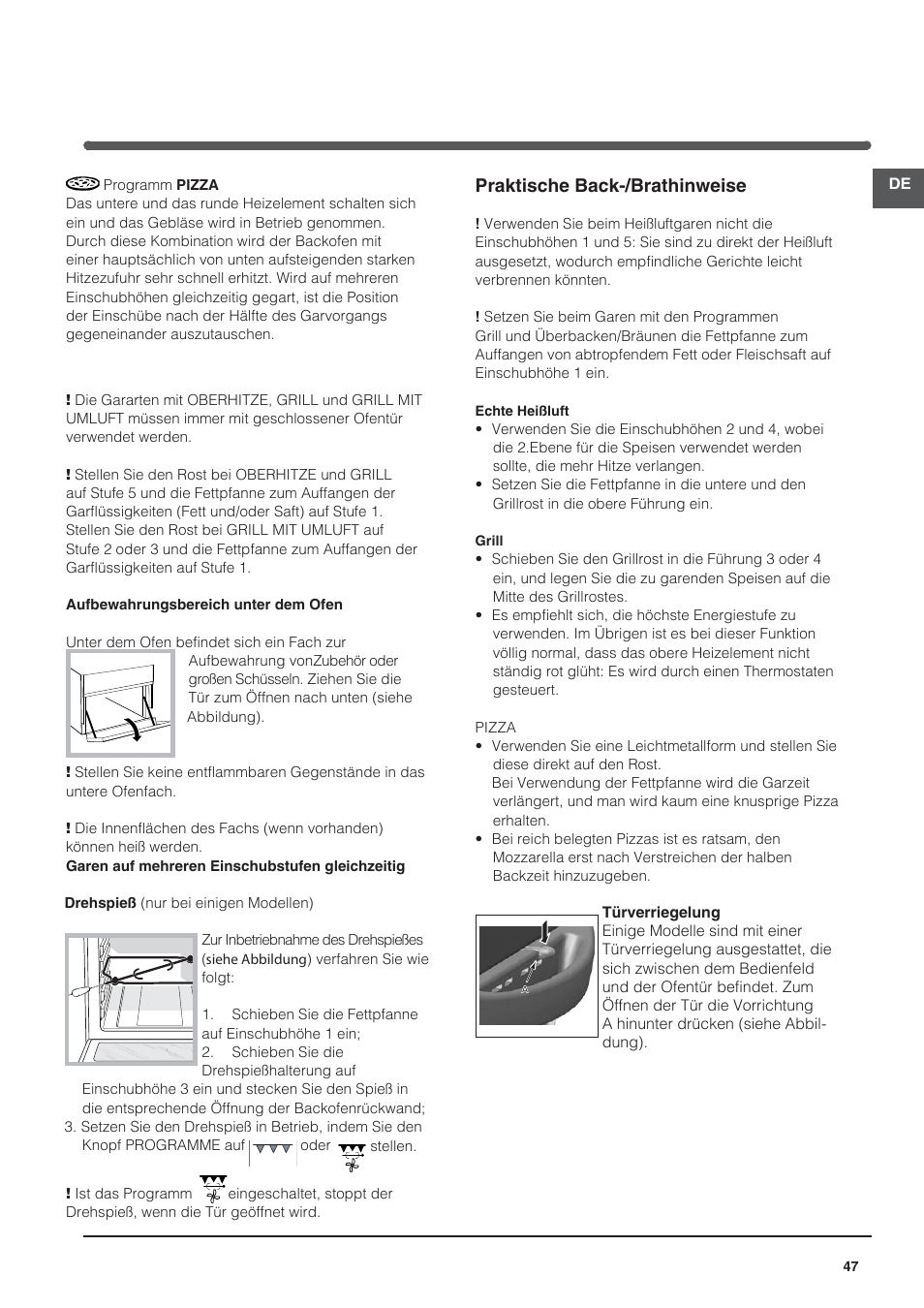 Praktische back-/brathinweise | Indesit I5V7H6A(X)-EU User Manual | Page 47 / 76