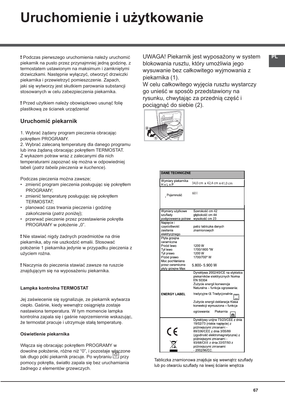 Uruchomienie i użytkowanie | Indesit I5V7H6A(X)-EU User Manual | Page 67 / 76