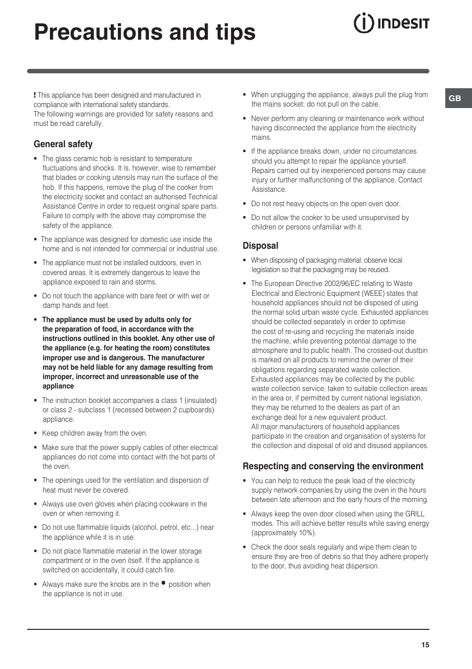 Precautions and tips | Indesit KN3C62A(W)-EU-S User Manual | Page 15 / 60