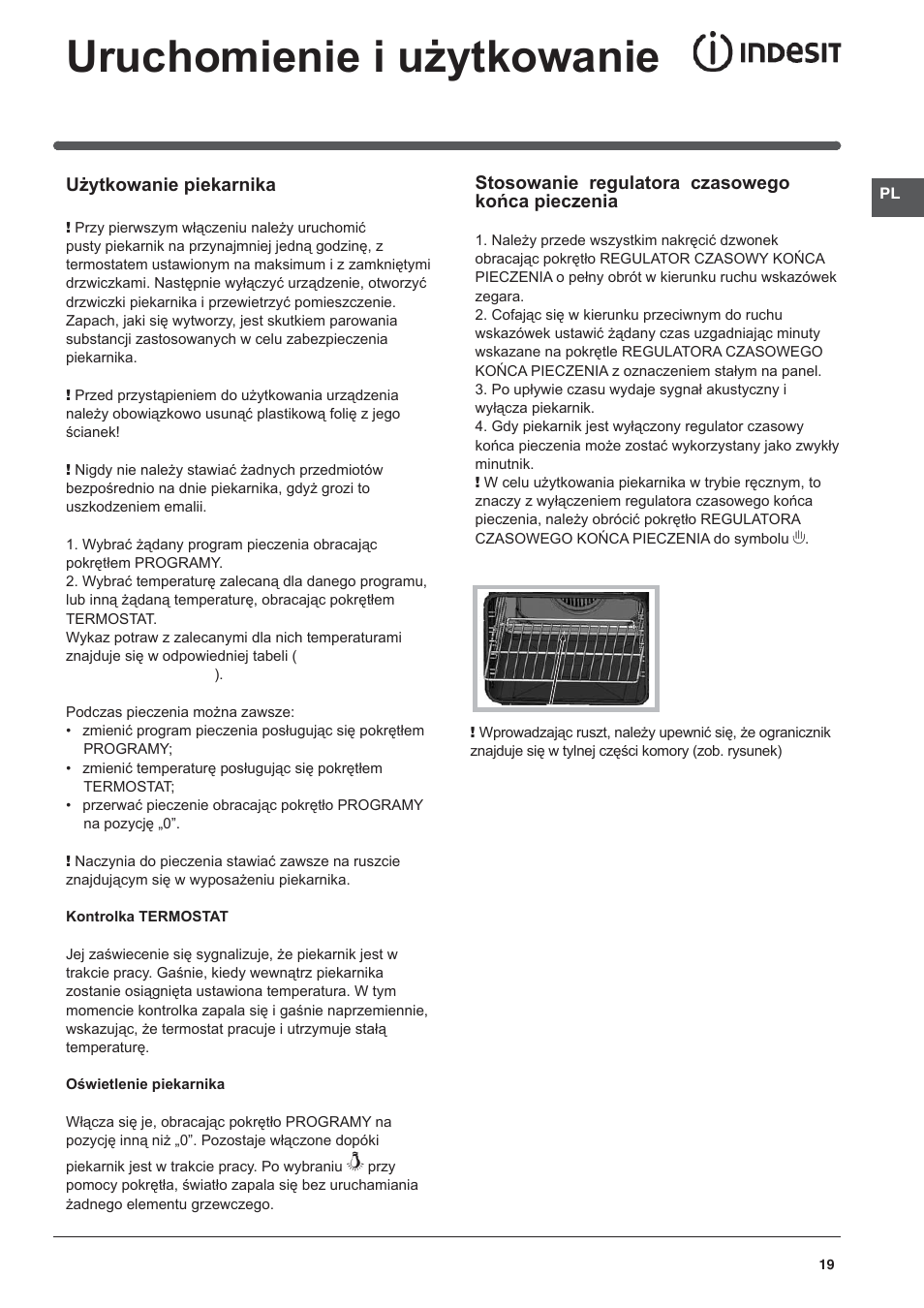 Uruchomienie i użytkowanie | Indesit KN3C62A(W)-EU-S User Manual | Page 19 / 60