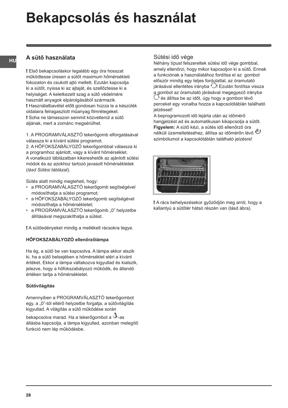 Bekapcsolás és használat | Indesit KN3C62A(W)-EU-S User Manual | Page 28 / 60