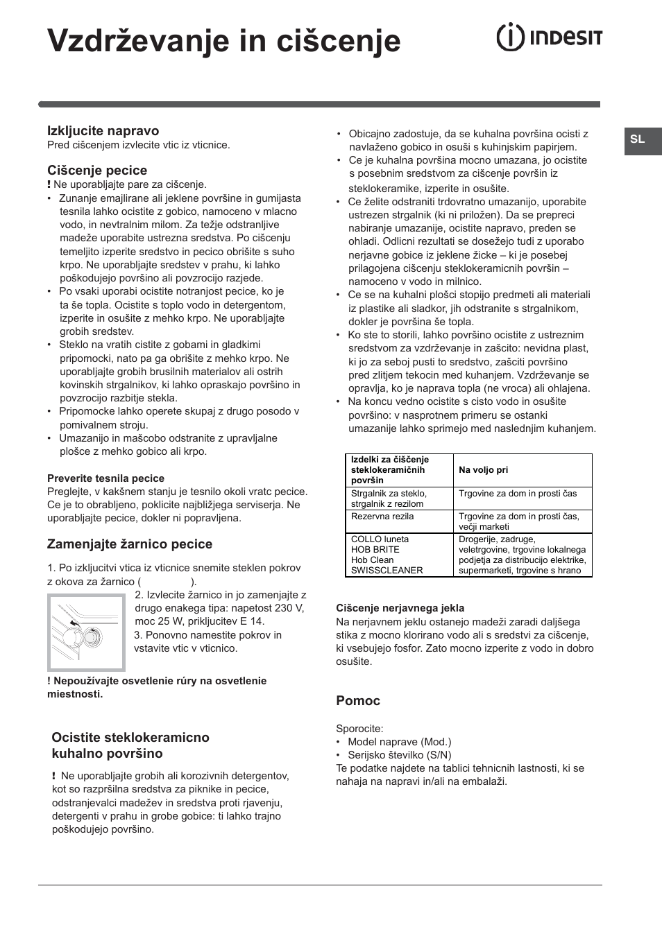 Vzdrževanje in cišcenje | Indesit KN3C62A(W)-EU-S User Manual | Page 51 / 60