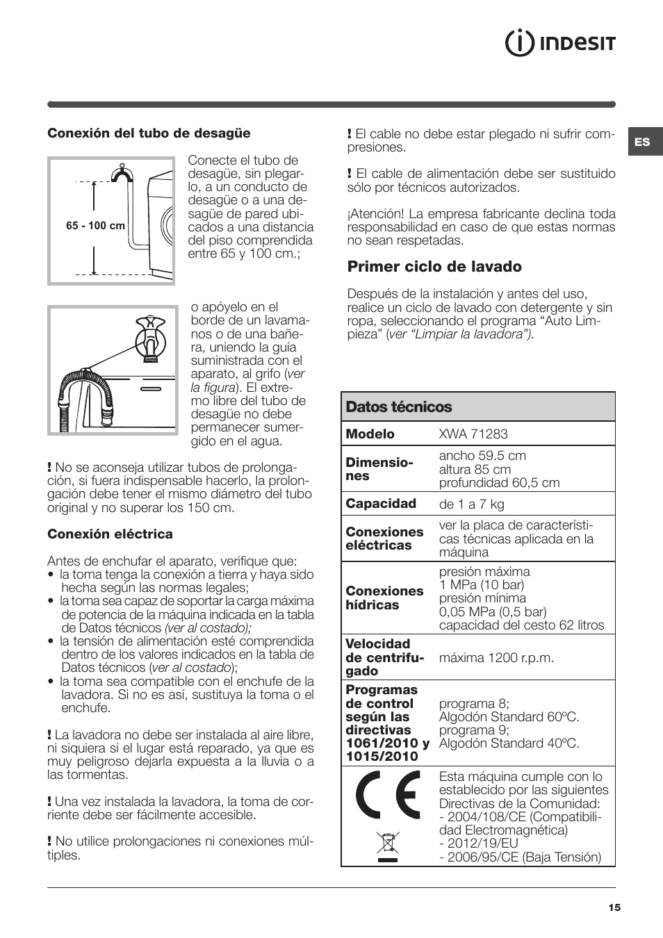 Indesit XWA-71283X-W-EU User Manual | Page 15 / 84