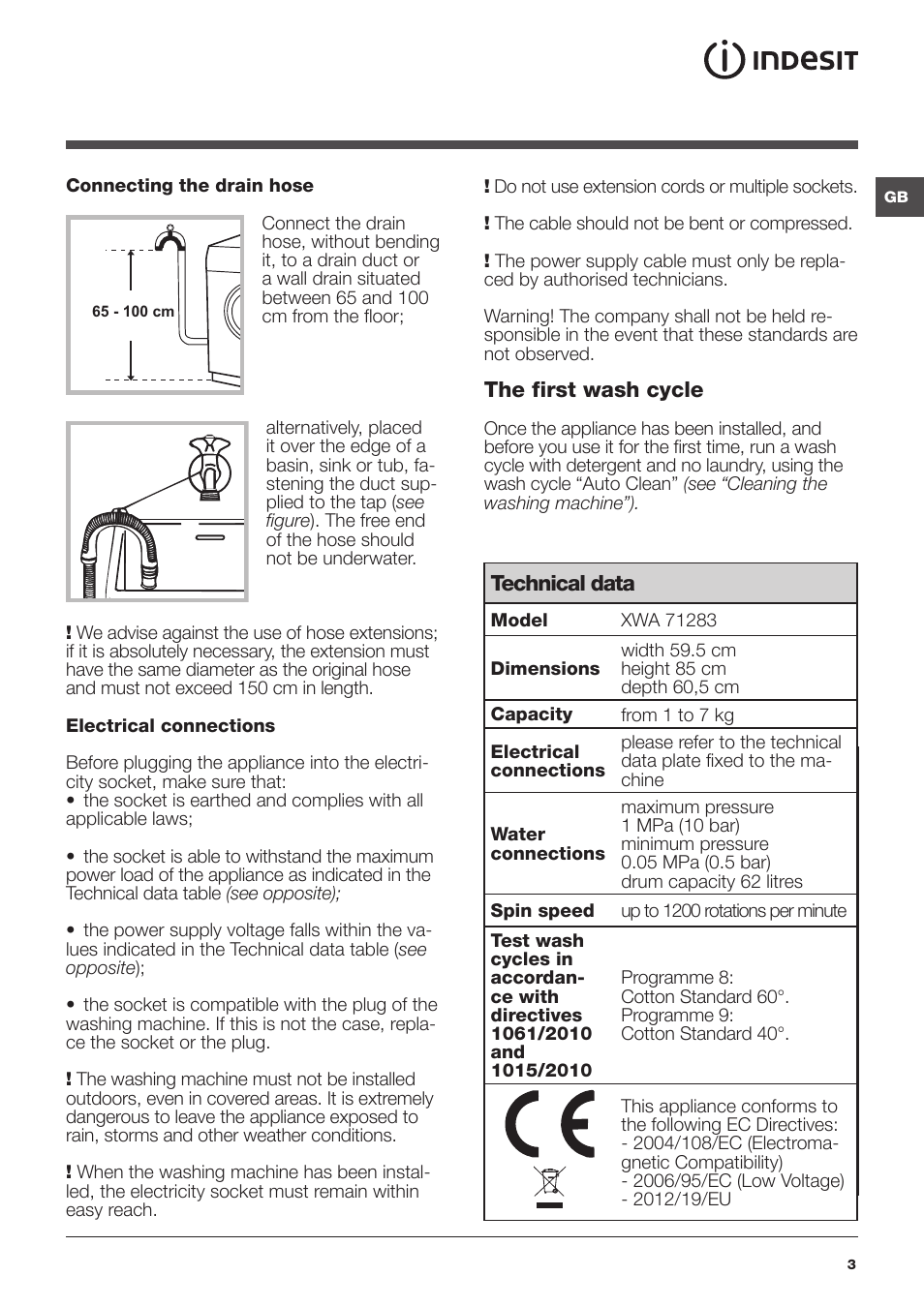 Indesit XWA-71283X-W-EU User Manual | Page 3 / 84