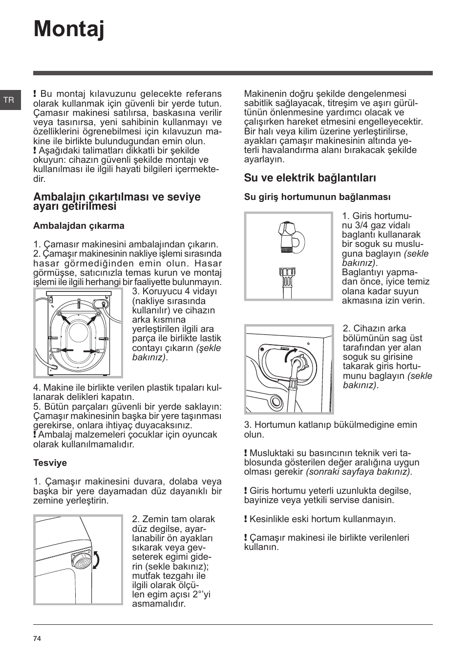 Montaj | Indesit XWA-71283X-W-EU User Manual | Page 74 / 84