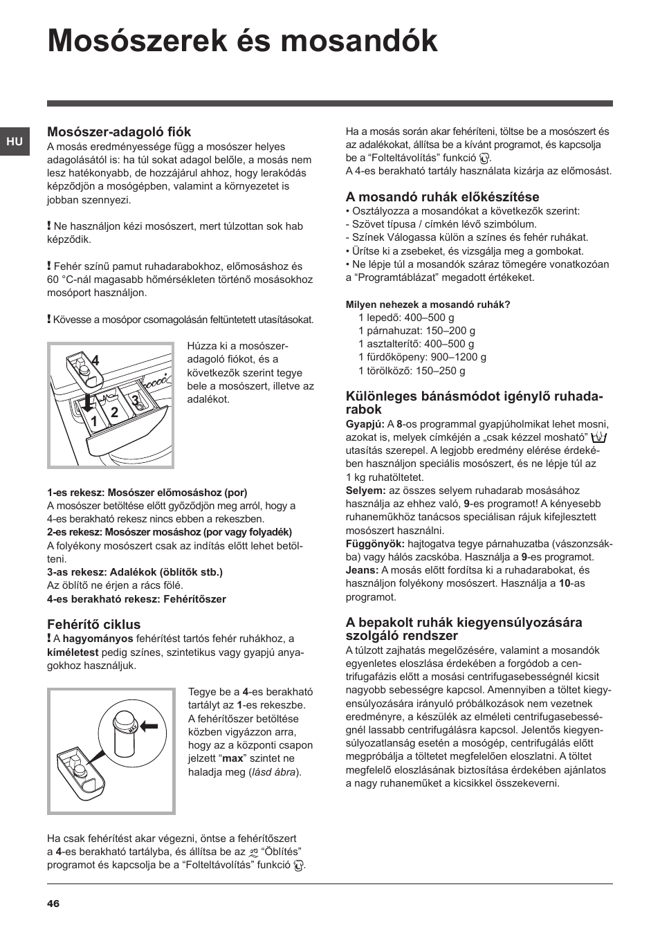 Mosószerek és mosandók | Indesit IWUD-4105-(EU) User Manual | Page 46 / 60