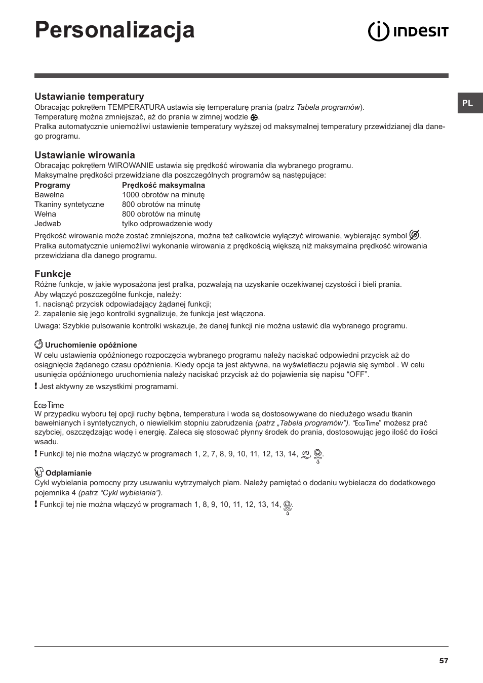 Personalizacja | Indesit IWUD-4105-(EU) User Manual | Page 57 / 60