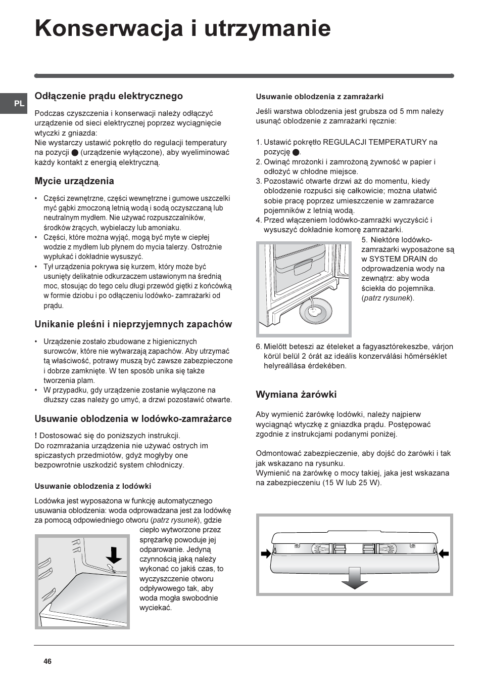 Konserwacja i utrzymanie | Indesit PBAA-13-V-X User Manual | Page 46 / 72