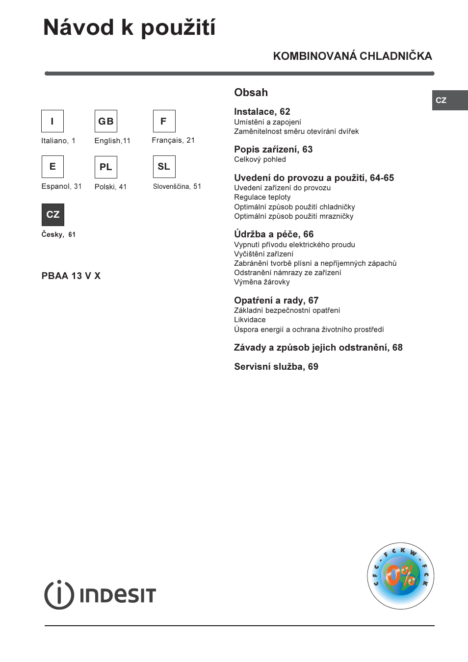 Indesit PBAA-13-V-X User Manual | Page 61 / 72