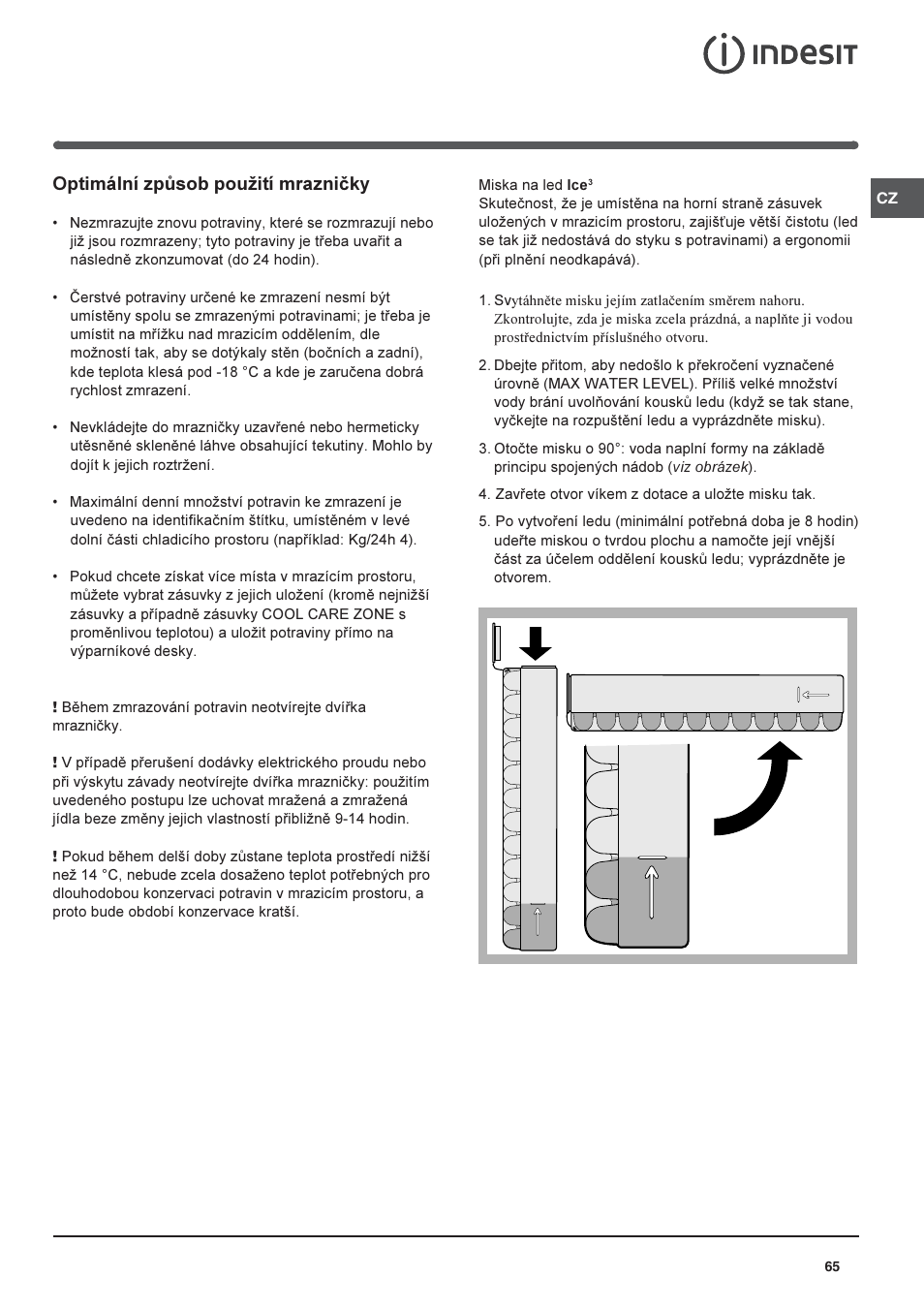 Optimální zpùsob pouití mraznièky | Indesit PBAA-13-V-X User Manual | Page 65 / 72