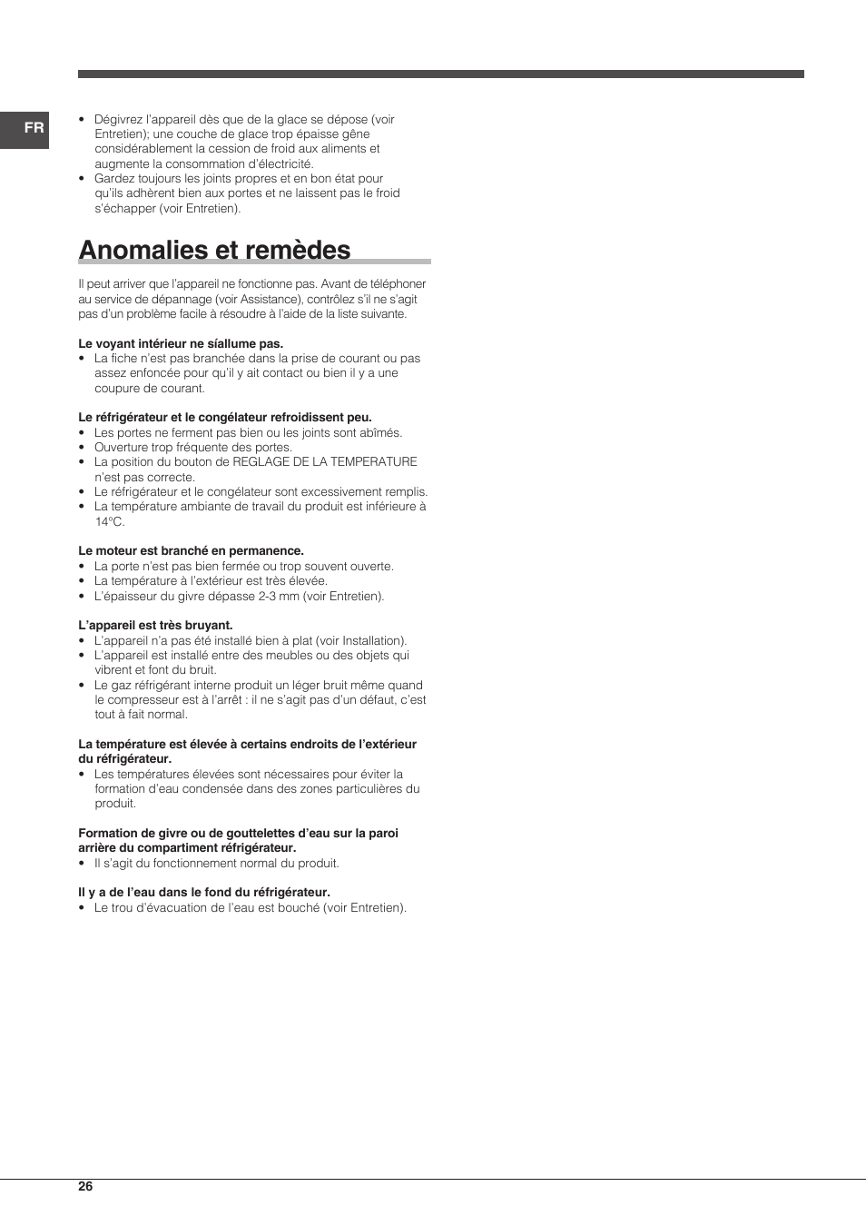 Anomalies et remèdes | Indesit TIAA 10 X User Manual | Page 26 / 60