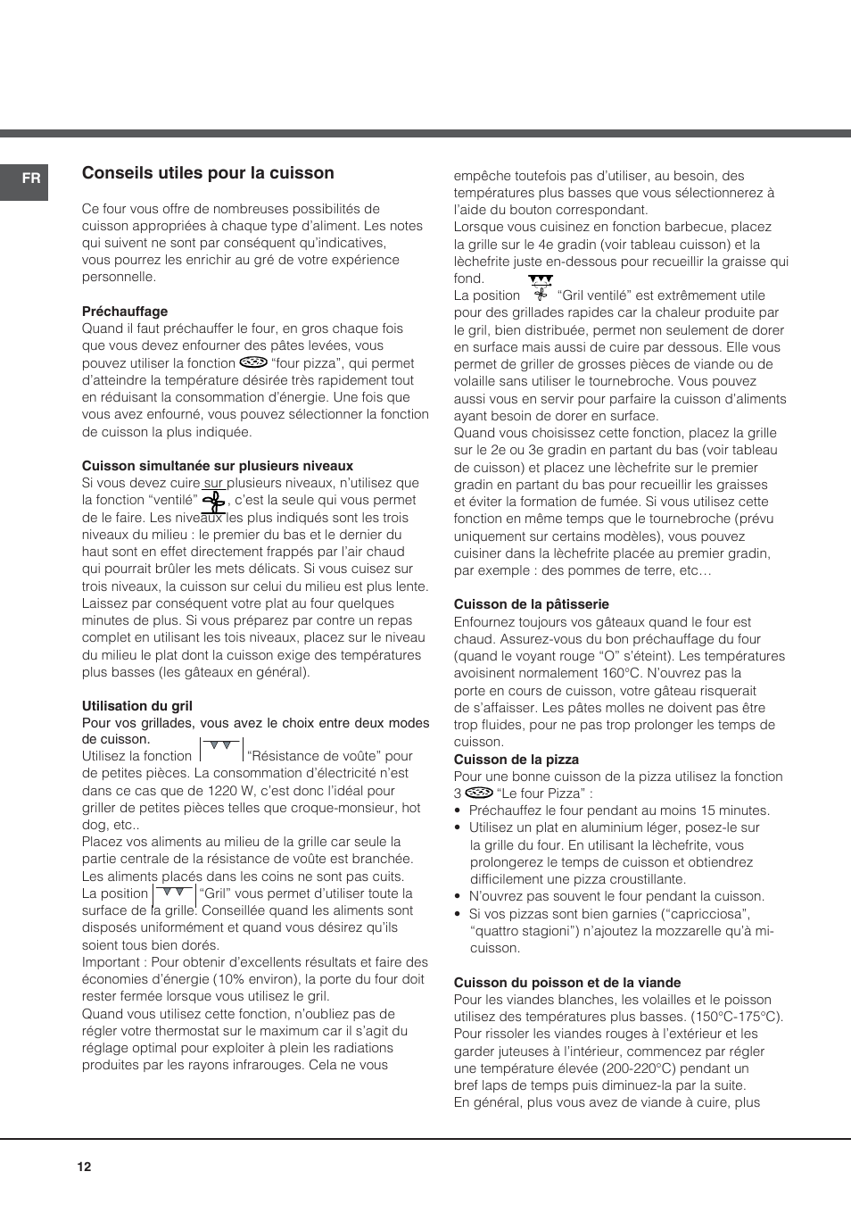 Conseils utiles pour la cuisson | Indesit KN3C76A(X)-EU-S User Manual | Page 12 / 64