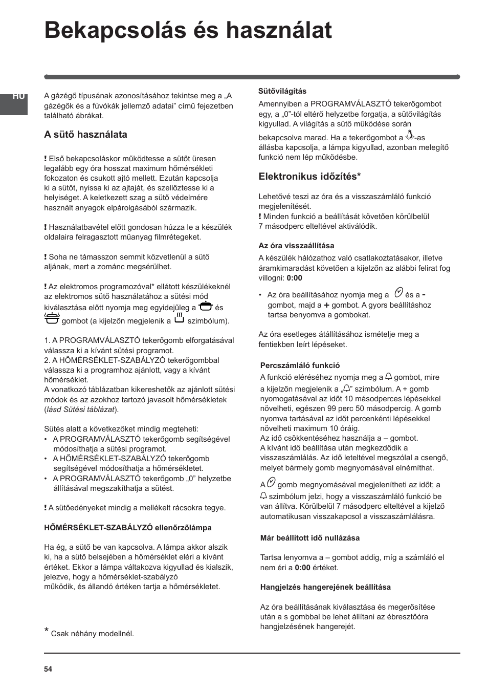 Bekapcsolás és használat | Indesit KN3C76A(X)-EU-S User Manual | Page 54 / 64