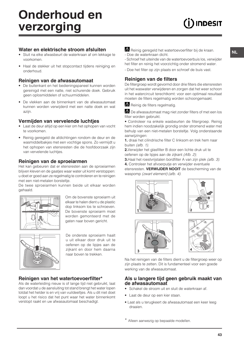 Onderhoud en verzorging | Indesit DIFP-18B1-A-EU User Manual | Page 43 / 60