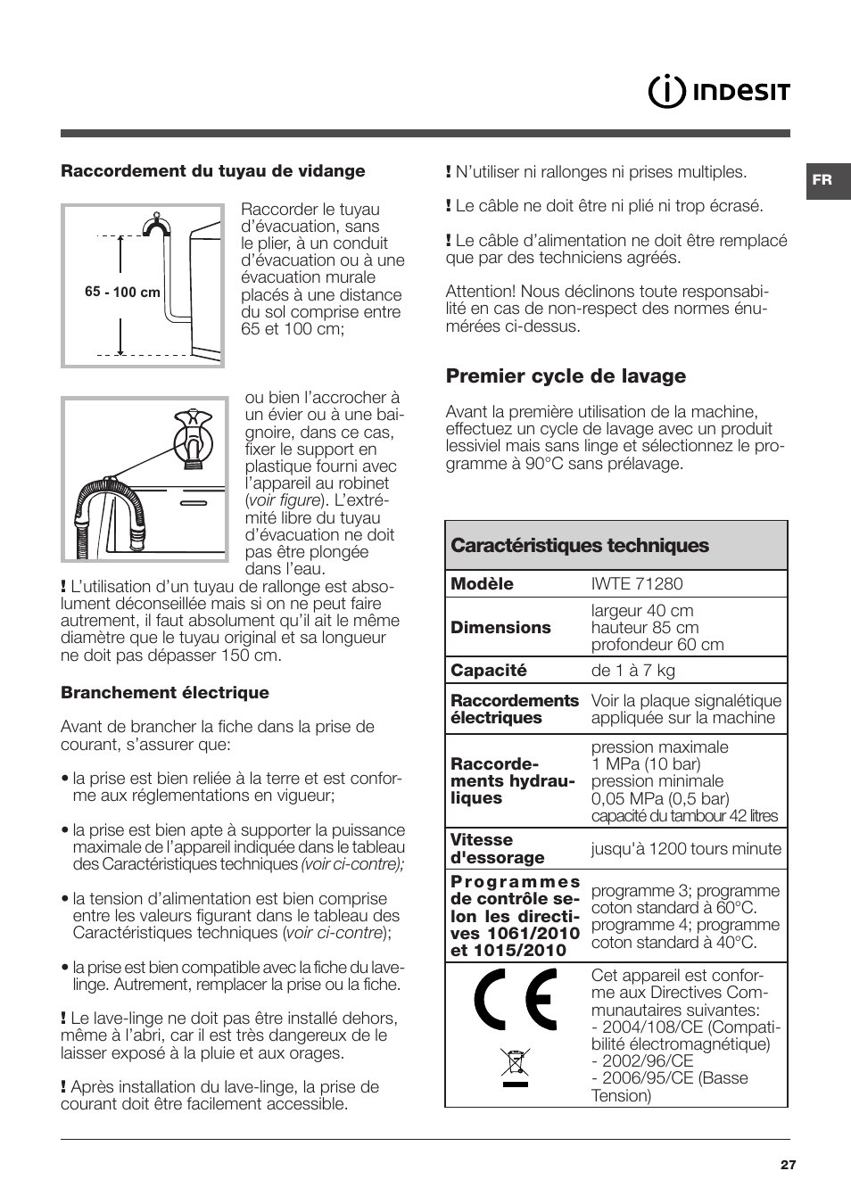Indesit IWTE-71280-ECO-(EU) User Manual | Page 27 / 60