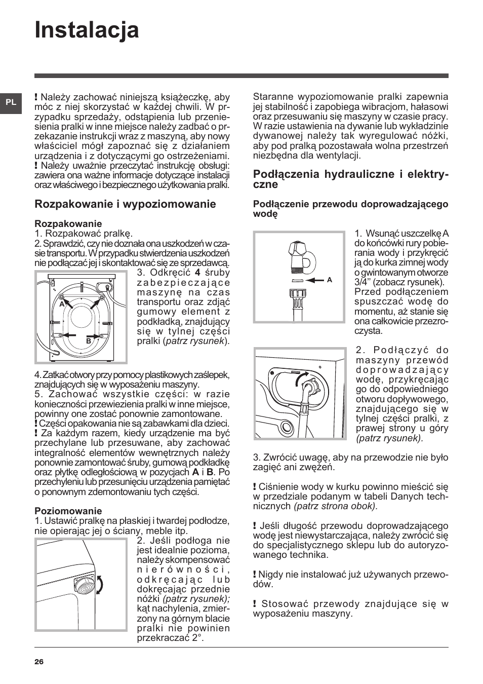 Instalacja | Indesit IWUD-41251-C-ECO-EU User Manual | Page 26 / 72