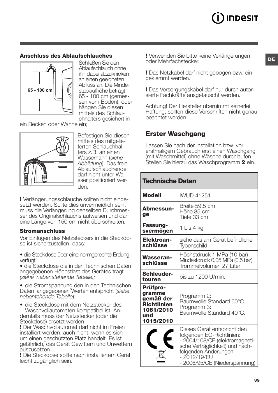 Indesit IWUD-41251-C-ECO-EU User Manual | Page 39 / 72