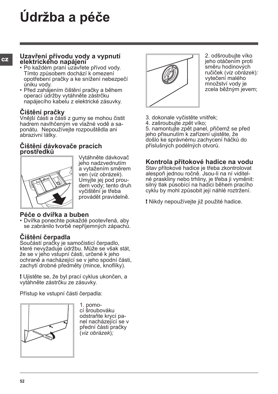 Údržba a péče | Indesit IWUD-41251-C-ECO-EU User Manual | Page 52 / 72