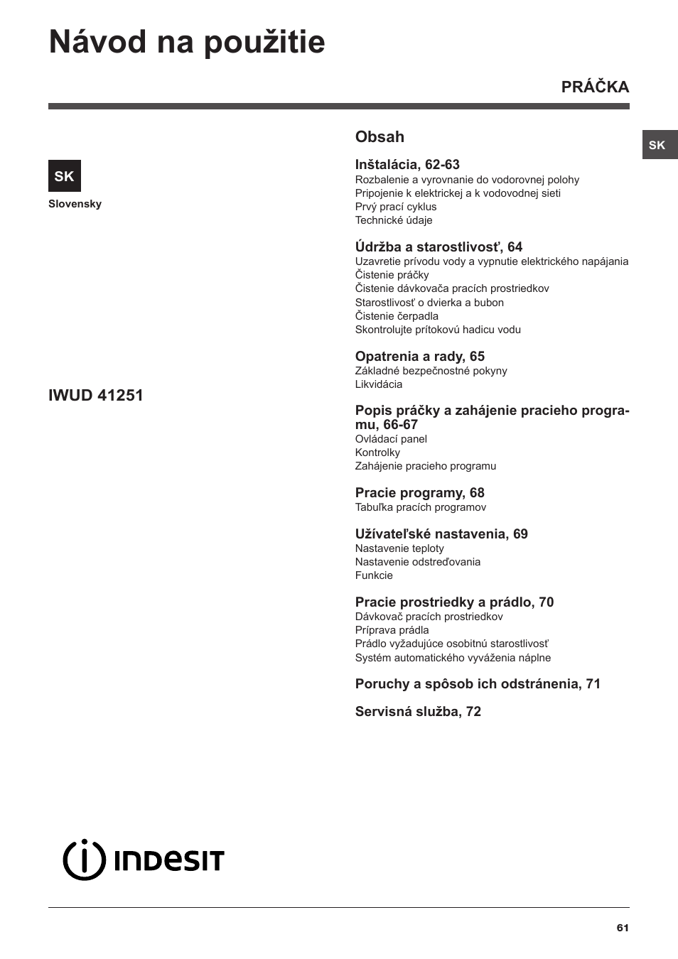 Indesit IWUD-41251-C-ECO-EU User Manual | Page 61 / 72