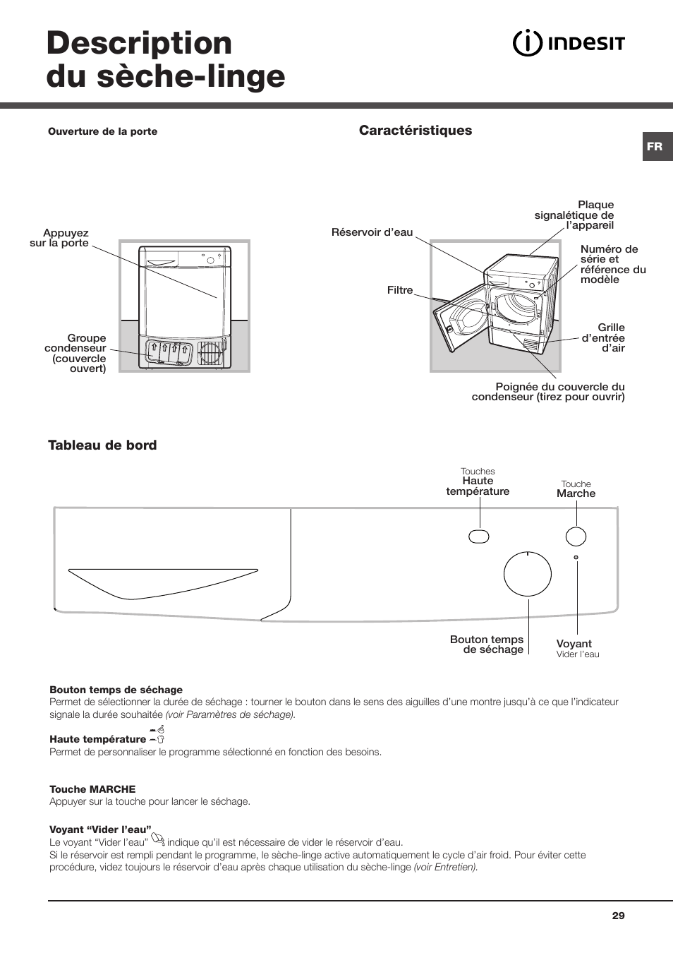 Description du sèche-linge | Indesit IDC-75-(EU) User Manual | Page 29 / 84