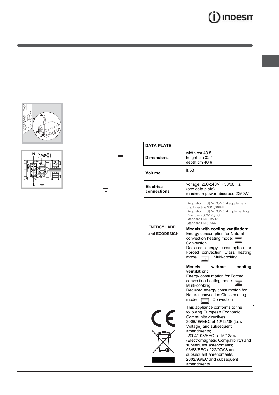 Electrical connections | Indesit FIMB-51K.A-IX-(PL) User Manual | Page 15 / 84