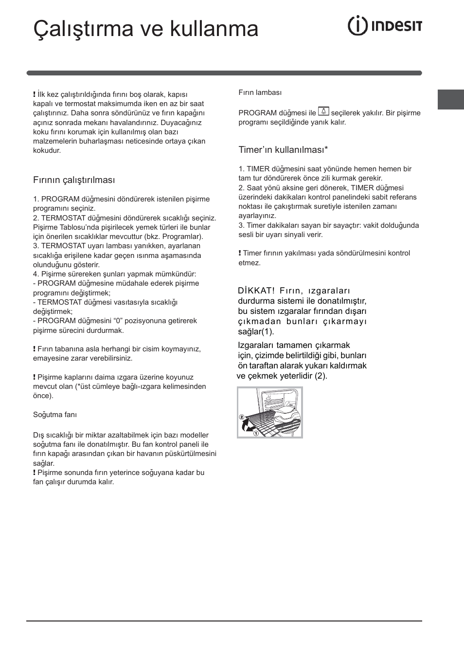 Çalýþtýrma ve kullanma | Indesit FIMB-51K.A-IX-(PL) User Manual | Page 37 / 84