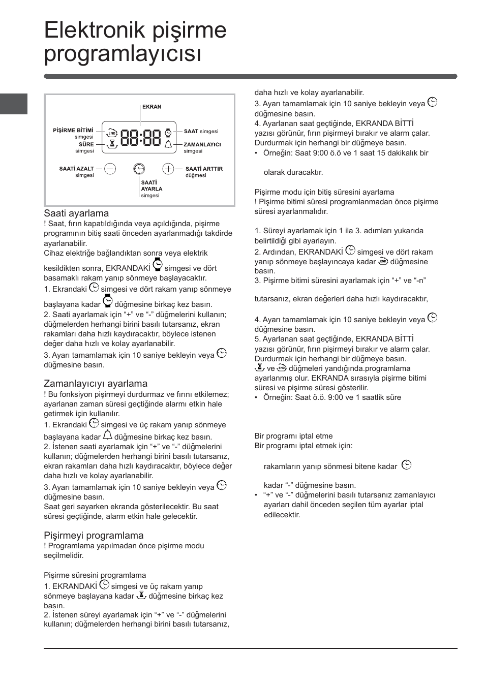 Elektronik piþirme programlayýcýsý | Indesit FIMB-51K.A-IX-(PL) User Manual | Page 40 / 84