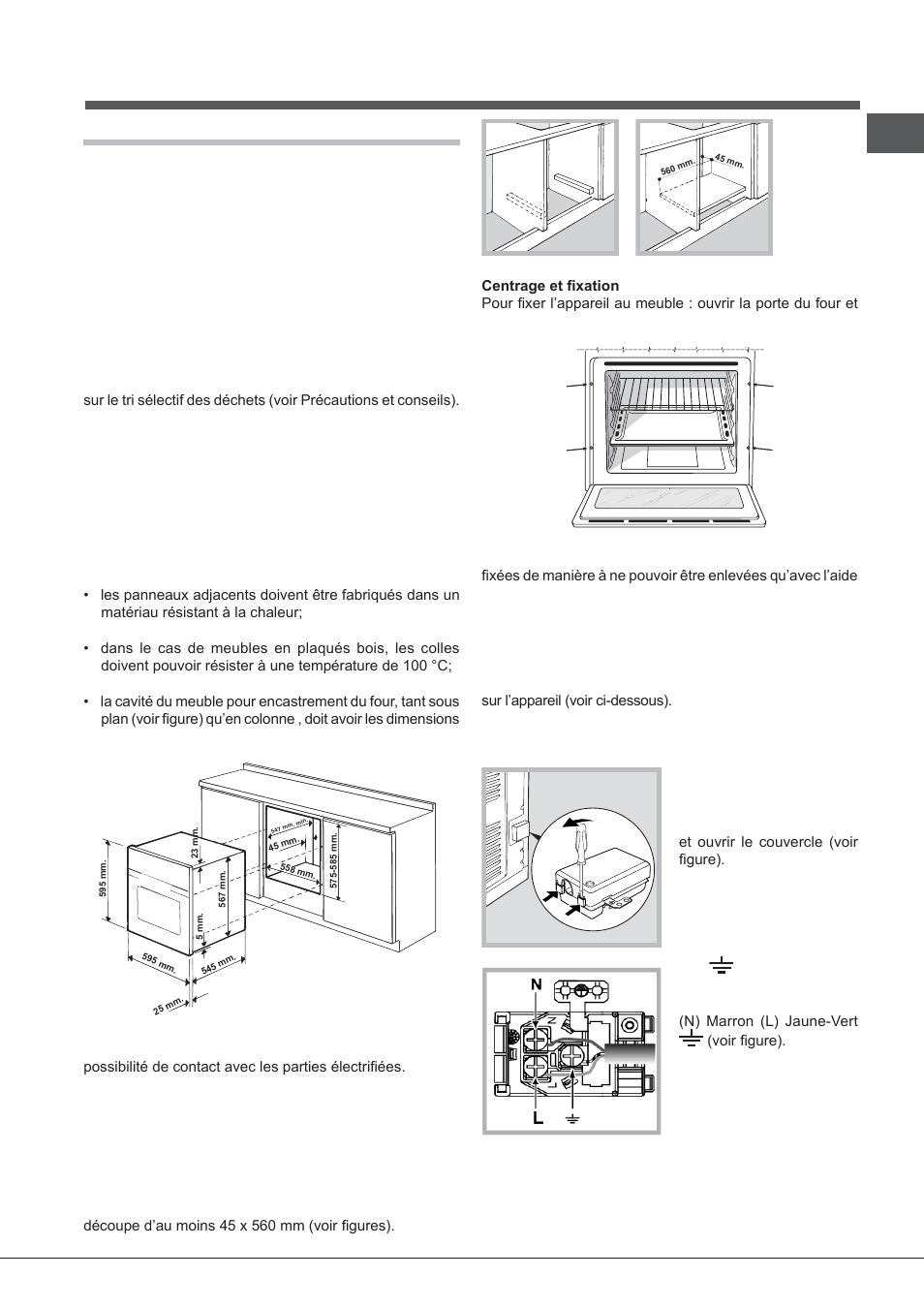 Installation, Positionnement, Raccordement électrique | Indesit FIMB-51K.A-IX-(PL) User Manual | Page 45 / 84