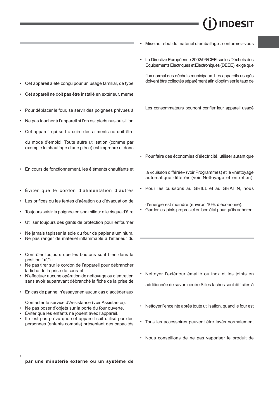 Précautions et conseils, Nettoyage et entretien | Indesit FIMB-51K.A-IX-(PL) User Manual | Page 51 / 84