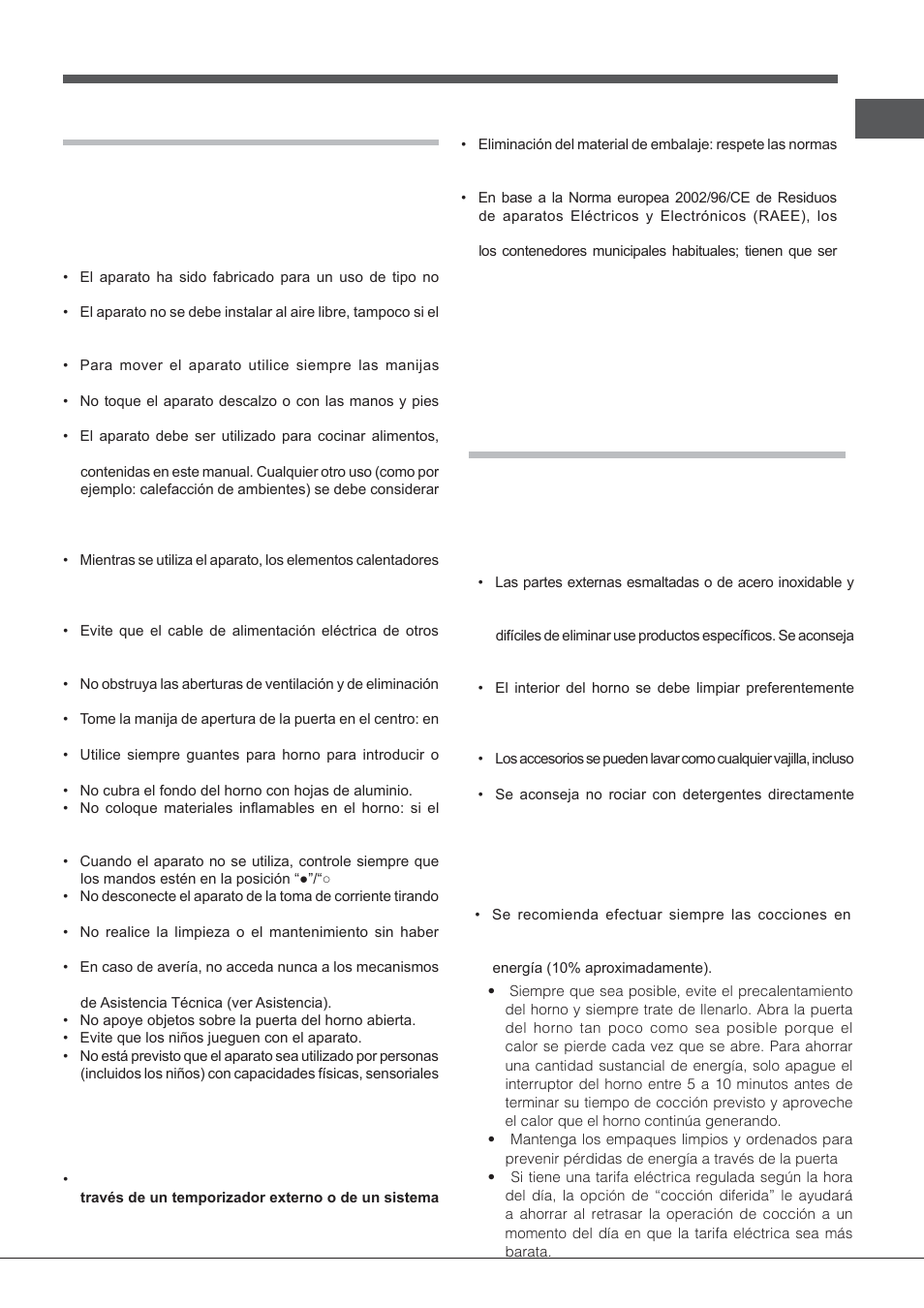 Precauciones y consejos, Mantenimiento y cuidados | Indesit FIMB-51K.A-IX-(PL) User Manual | Page 61 / 84