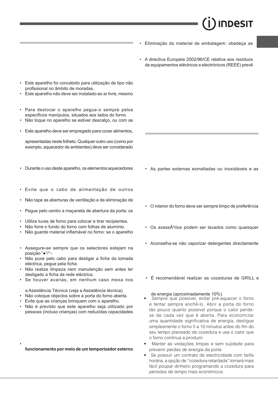 Precauções e conselhos, Manutenção e cuidados | Indesit FIMB-51K.A-IX-(PL) User Manual | Page 71 / 84