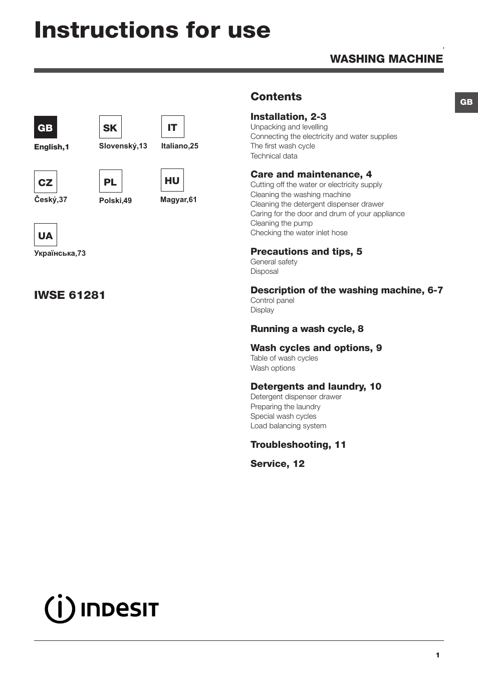 Indesit IWSE-61281-C-ECO-EU User Manual | 84 pages