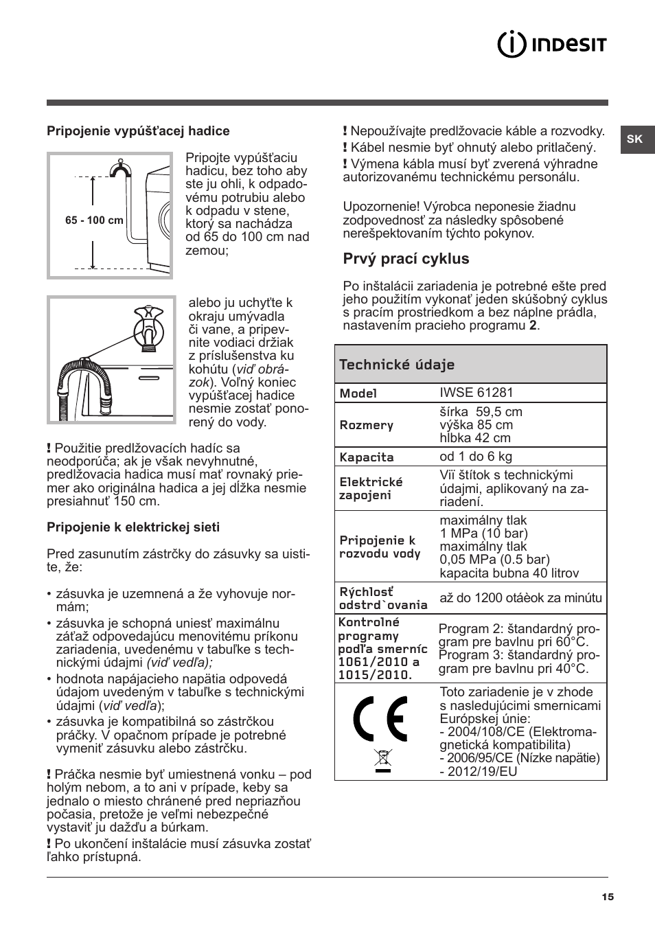 Indesit IWSE-61281-C-ECO-EU User Manual | Page 15 / 84