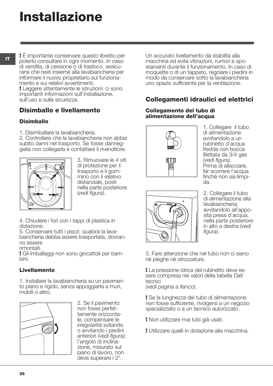 Installazione | Indesit IWSE-61281-C-ECO-EU User Manual | Page 26 / 84