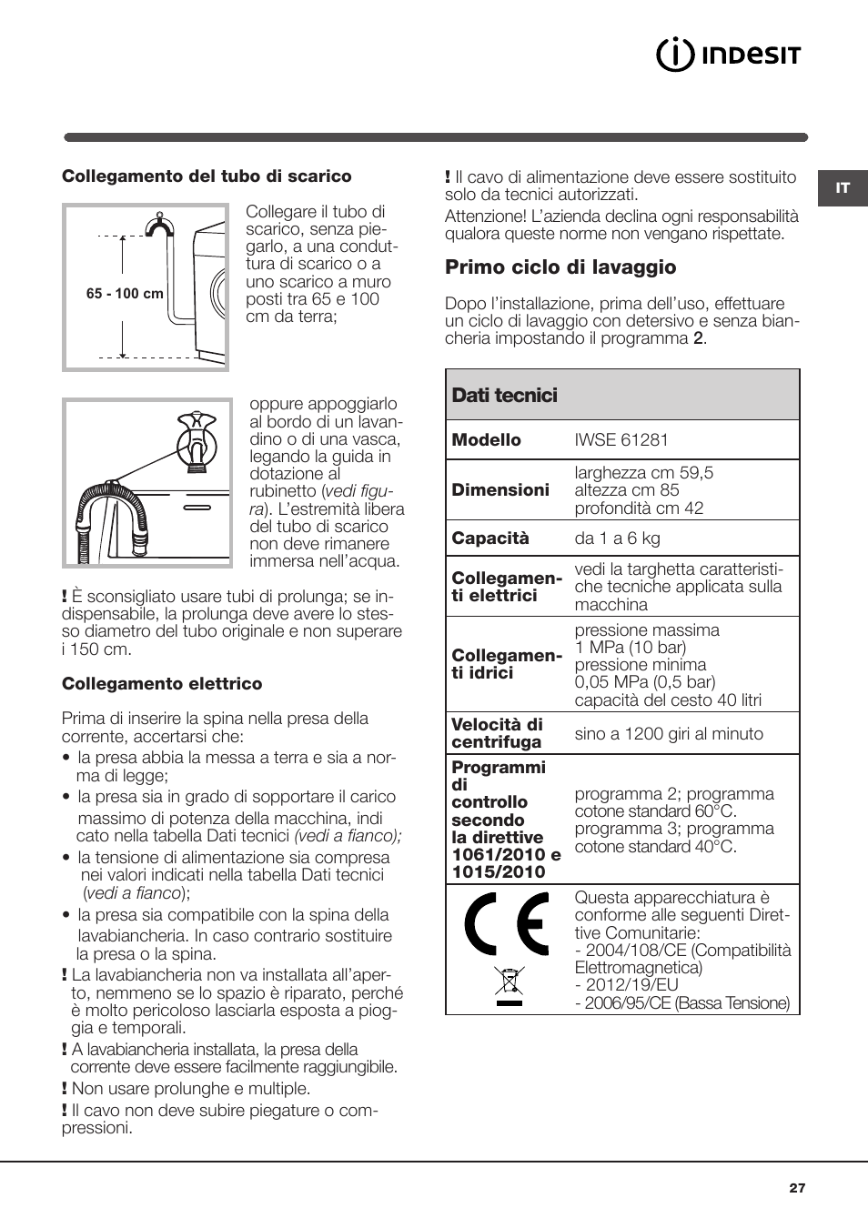 Indesit IWSE-61281-C-ECO-EU User Manual | Page 27 / 84