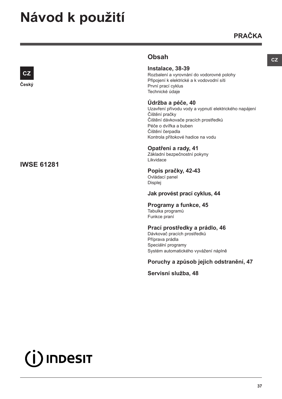 Indesit IWSE-61281-C-ECO-EU User Manual | Page 37 / 84