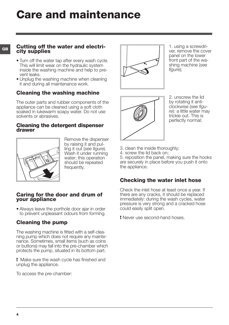Care and maintenance | Indesit IWSE-61281-C-ECO-EU User Manual | Page 4 / 84
