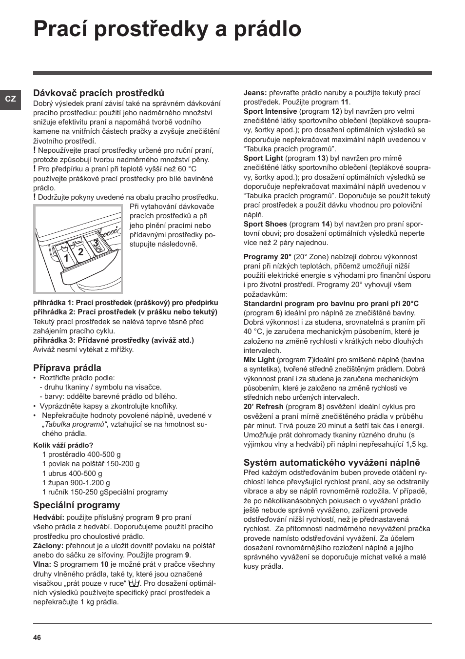 Prací prostředky a prádlo | Indesit IWSE-61281-C-ECO-EU User Manual | Page 46 / 84