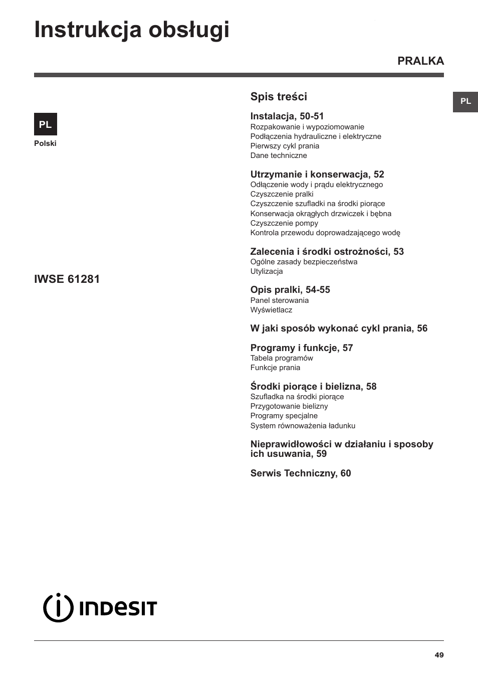 Indesit IWSE-61281-C-ECO-EU User Manual | Page 49 / 84