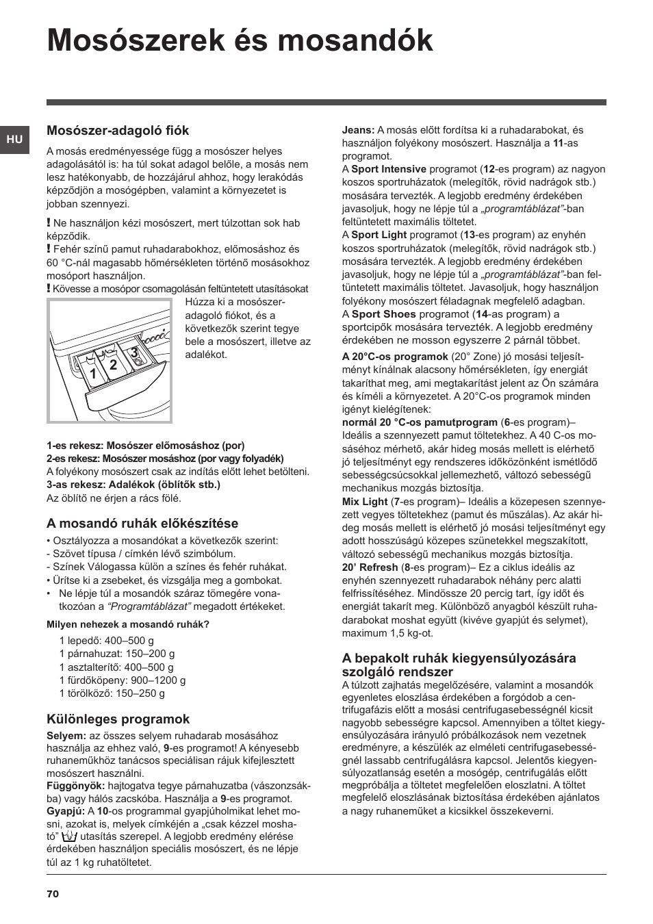 Mosószerek és mosandók | Indesit IWSE-61281-C-ECO-EU User Manual | Page 70 / 84