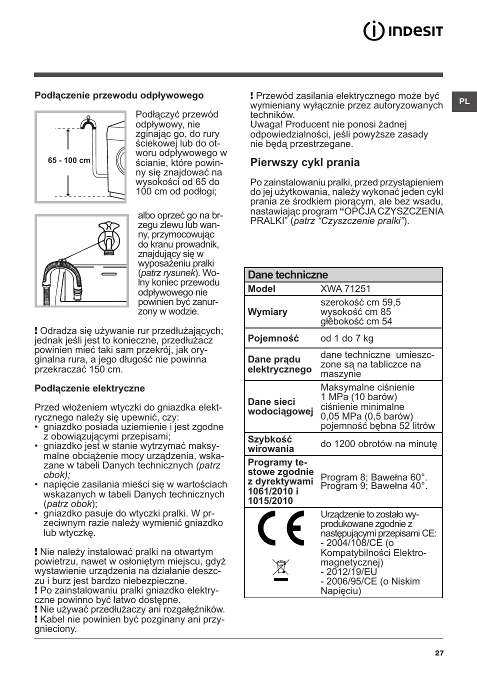 Indesit XWA-71251-WWG-EU User Manual | Page 27 / 48