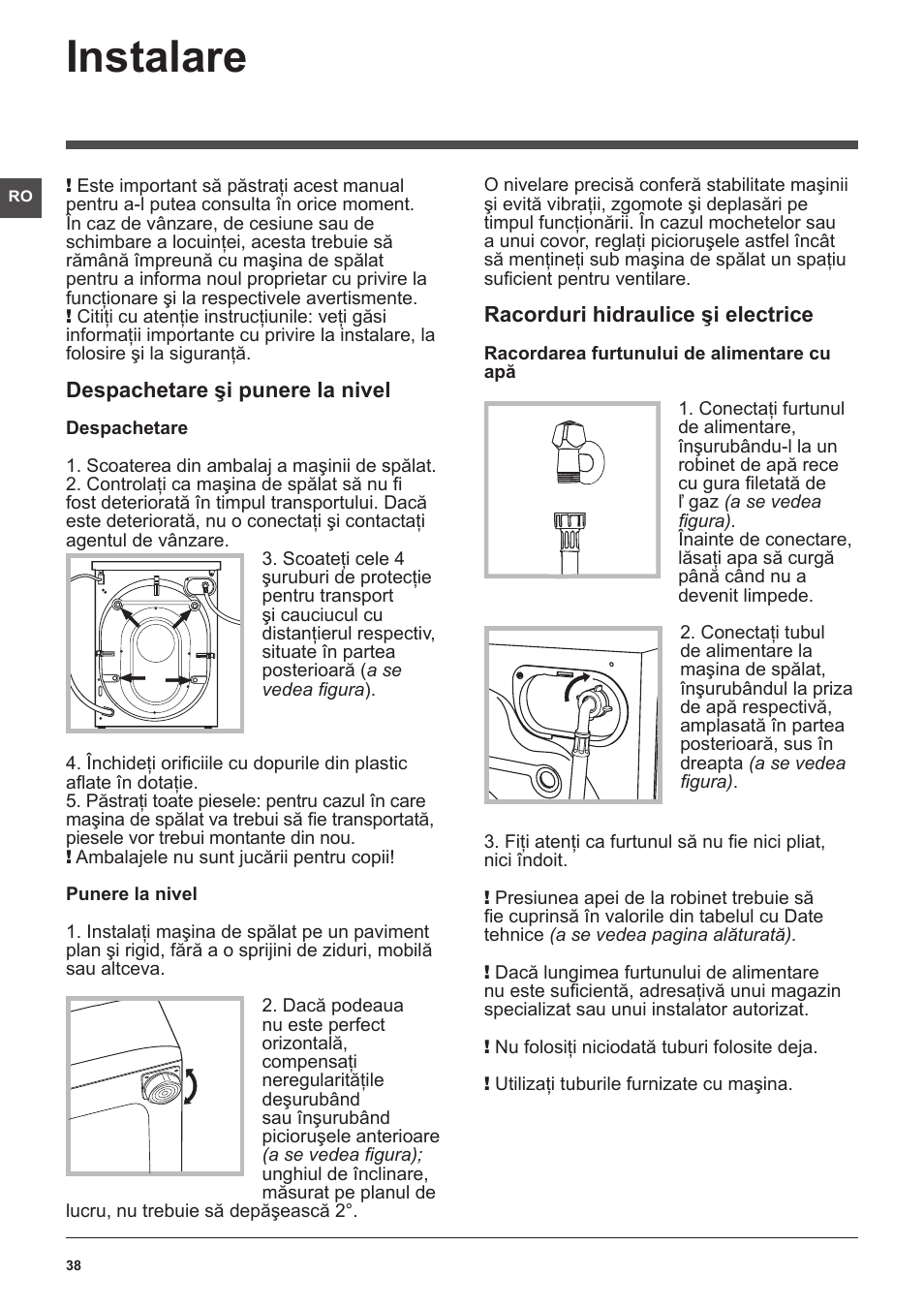 Instalare | Indesit XWA-71251-WWG-EU User Manual | Page 38 / 48