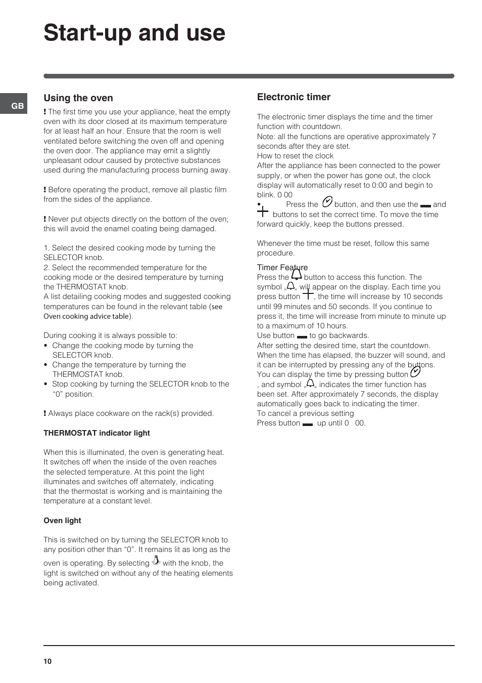 Start-up and use | Indesit KN3C650A(X)-U-S User Manual | Page 10 / 52