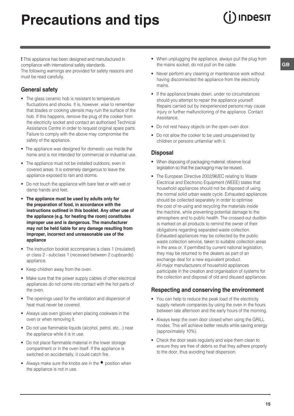 Precautions and tips | Indesit KN3C650A(X)-U-S User Manual | Page 15 / 52