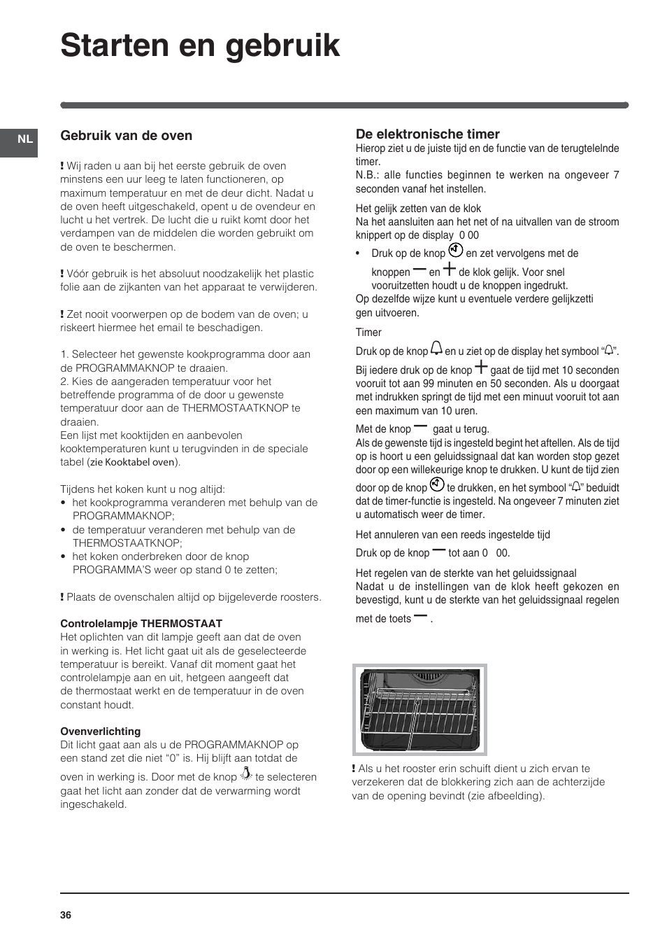 Starten en gebruik | Indesit KN3C650A(X)-U-S User Manual | Page 36 / 52