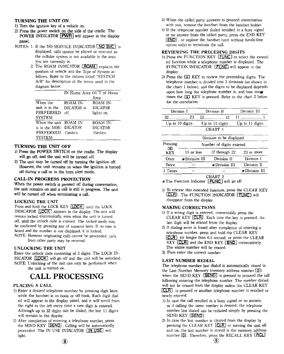 Call processing | Audiovox BC-20 User Manual | Page 5 / 10