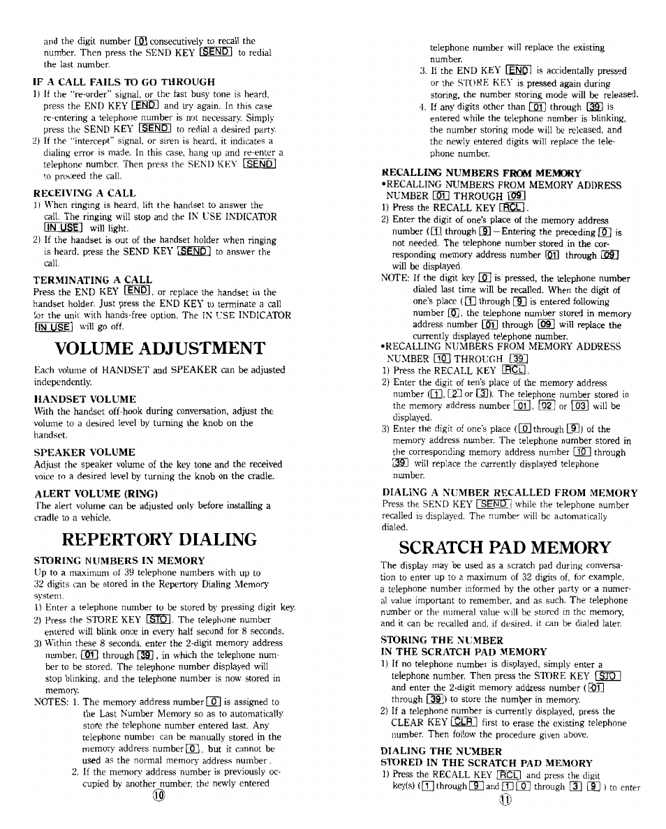 Volume adjustment, Repertory dialing, Scratch pad memory | Audiovox BC-20 User Manual | Page 6 / 10