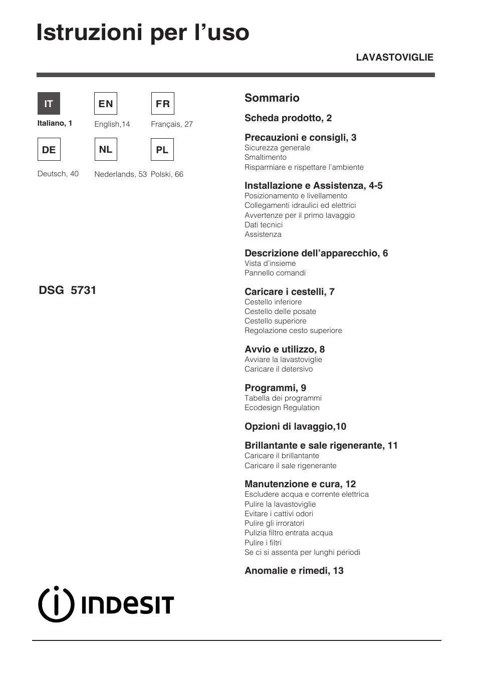 Indesit DSG-5731 User Manual | 80 pages