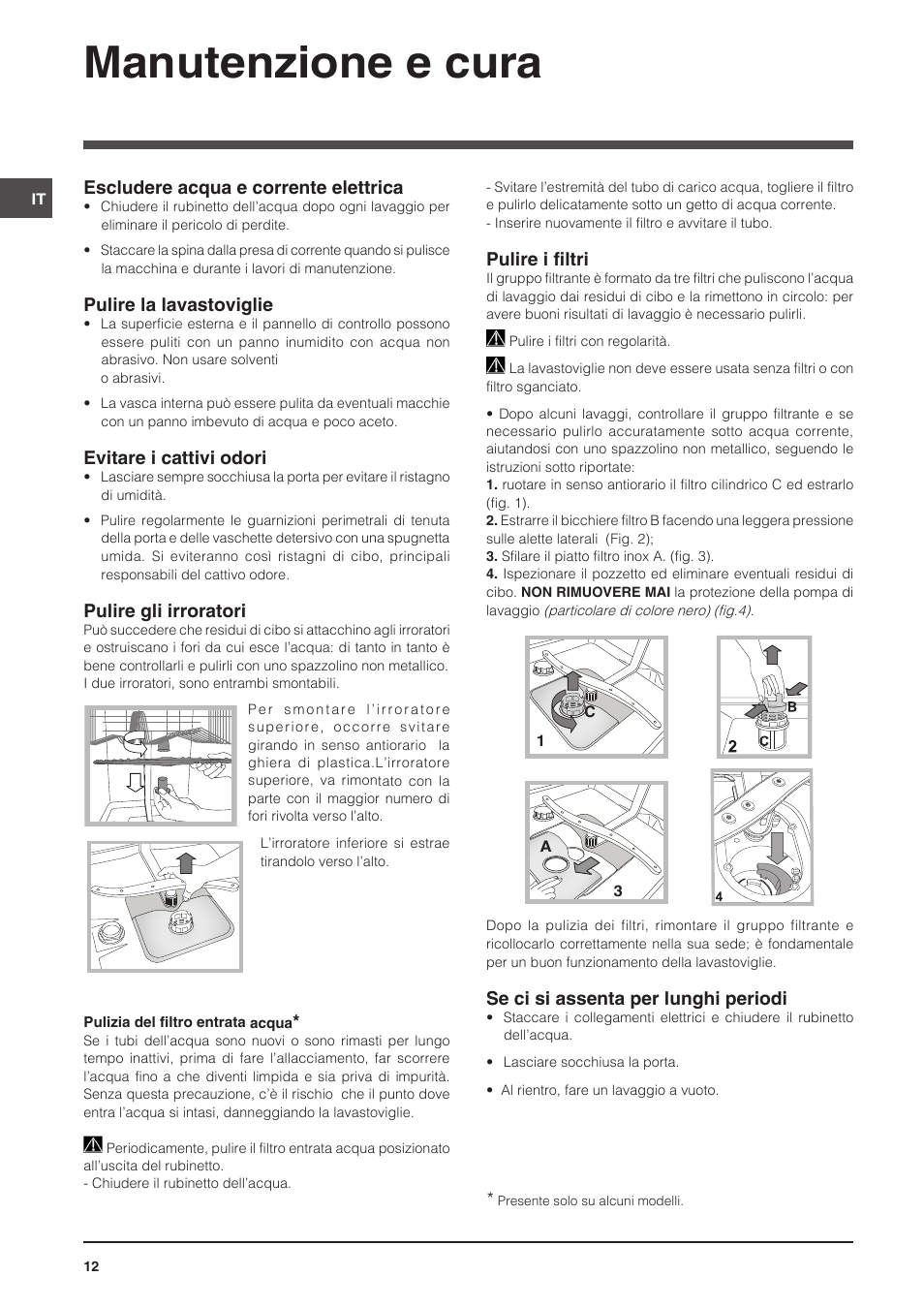 Manutenzione e cura | Indesit DSG-5731 User Manual | Page 12 / 80
